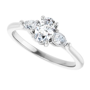 Platinum 6x4 mm Oval Engagement Ring Mounting