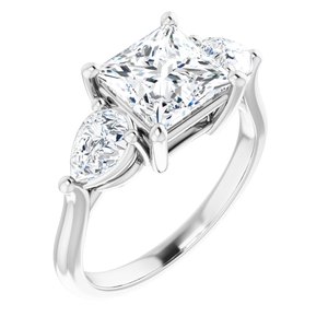 Platinum 7 mm Square Engagement Ring Mounting