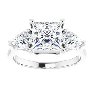 Platinum 7 mm Square Engagement Ring Mounting