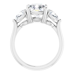 14K White 8 mm Cushion Engagement Ring Mounting