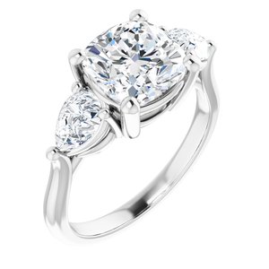 Platinum 8 mm Cushion Engagement Ring Mounting