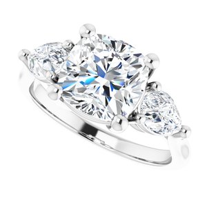 Platinum 8 mm Cushion Engagement Ring Mounting