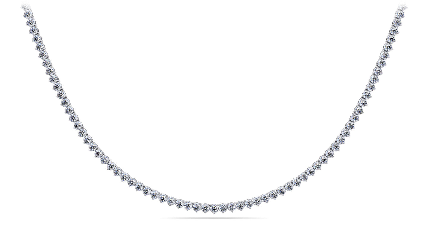 3 Prong Riviera Diamond Tennis Necklace