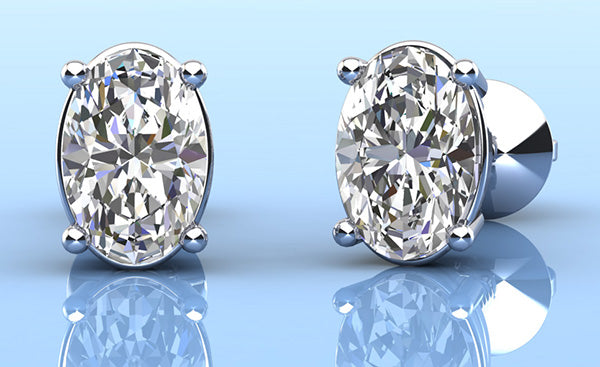 Oval-Shaped Lab Diamond Stud Earrings