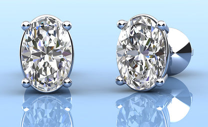 Oval-Shaped Lab Diamond Stud Earrings