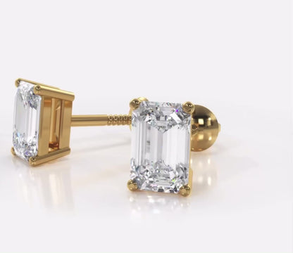 Emerald Cut Lab Diamond Studs