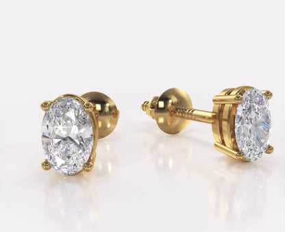 Oval-Shaped Lab Diamond Stud Earrings