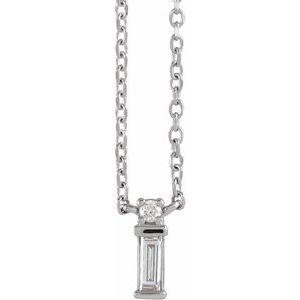 14K White .07 CTW Natural Diamond Bar 18" Necklace