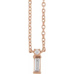 14K Rose .07 CTW Natural Diamond Bar 18" Necklace