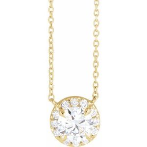 14K Yellow 3 mm Lab-Grown Diamond & .03 CTW Natural Diamond 18" Necklace