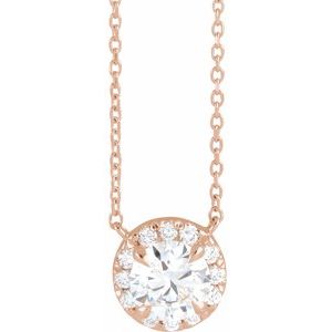 14K Rose 1 CTW Lab-Grown Diamond French-Set 16-18" Necklace