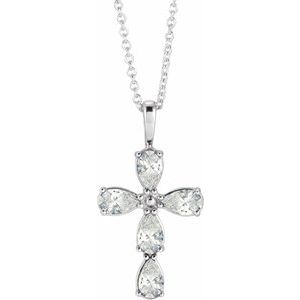 14K White 1 CTW Natural Diamond Cross 16-18" Necklace