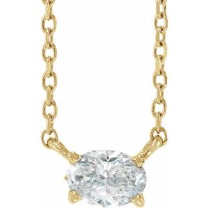 14K Yellow 1/2 CTW Lab-Grown Diamond Solitaire 16-18" Necklace