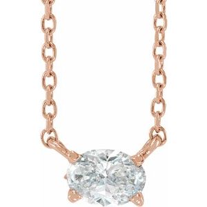 14K Rose 1/2 CTW Lab-Grown Diamond Solitaire 16-18" Necklace