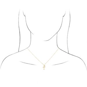 14K Yellow .06 CT Natural Diamond Beaded Cross 20" Necklace