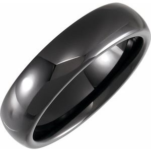 Black Ceramic 6 mm Dome Band Size 10