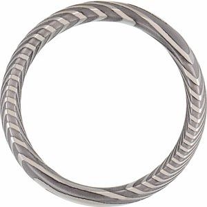 Damascus Steel 6 mm Twisted Dome Band Size 10