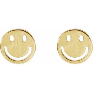 14K Yellow 4 mm Smiley Face Earrings