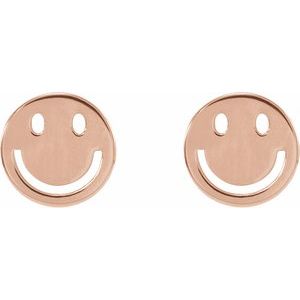 14K Rose 4 mm Smiley Face Earrings