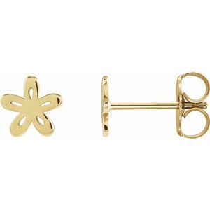 14K Yellow Floral Earrings