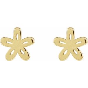 14K Yellow Floral Earrings