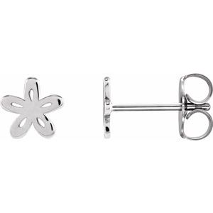 14K White Floral Earrings