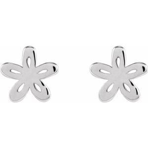14K White Floral Earrings