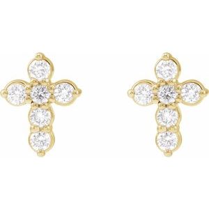 14K Yellow 1/6 CTW Natural Diamond Cross Earrings