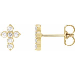 14K Yellow 1/6 CTW Natural Diamond Cross Earrings