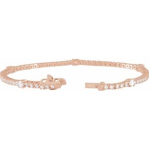 14K Rose 1 3/4 CTW Lab-Grown Diamond 7" Line Bracelet