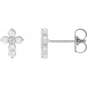 14K White 1/6 CTW Natural Diamond Cross Earrings