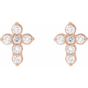 14K Rose 1/6 CTW Natural Diamond Cross Earrings