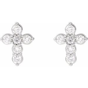 14K White 1/6 CTW Natural Diamond Cross Earrings