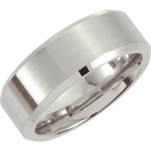 Stainless Steel 7 mm Beveled-Edge Band Size 10