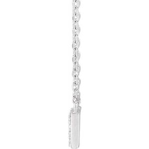 14K White 1/10 Natural Diamond "Mama" 18" Necklace