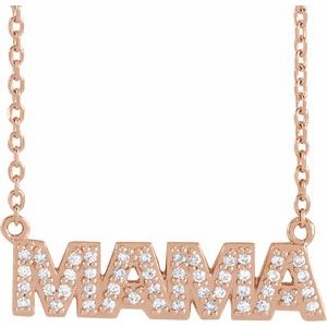 14K Rose 1/10 Natural Diamond "Mama" 18" Necklace