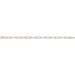 14K Rose 1 CTW Natural Diamond Link 7" Bracelet