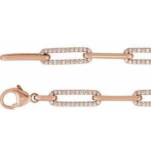 14K Rose 1 CTW Natural Diamond Link 7" Bracelet