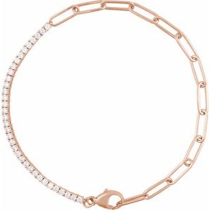 14K Rose 1 CTW Natural Diamond Line 7" Bracelet