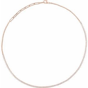 14K Rose 3 1/5 CTW Natural Diamond Adjustable 16-18" Necklace