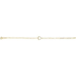 14K Yellow 1/8 CTW Natural Diamond Heart 7" Bracelet