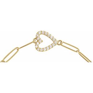 14K Yellow 1/8 CTW Natural Diamond Heart 7" Bracelet