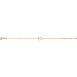 14K Rose 1/8 CTW Natural Diamond Heart 7" Bracelet