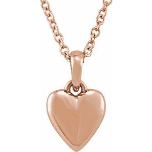 14K Rose Youth Heart 15" Necklace