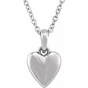 14K White Youth Heart 15" Necklace