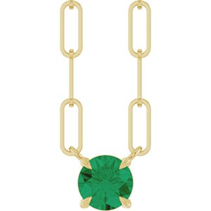 14K Yellow Lab-Grown Emerald 18" Necklace