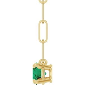 14K Yellow Lab-Grown Emerald 18" Necklace