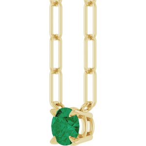 14K Yellow Lab-Grown Emerald 18" Necklace