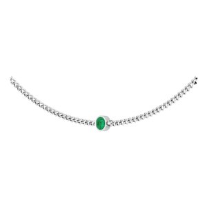 14K White Lab-Grown Emerald 16" Necklace