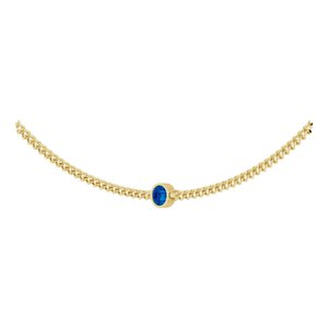 14K Yellow Lab-Grown Blue Sapphire 16" Necklace